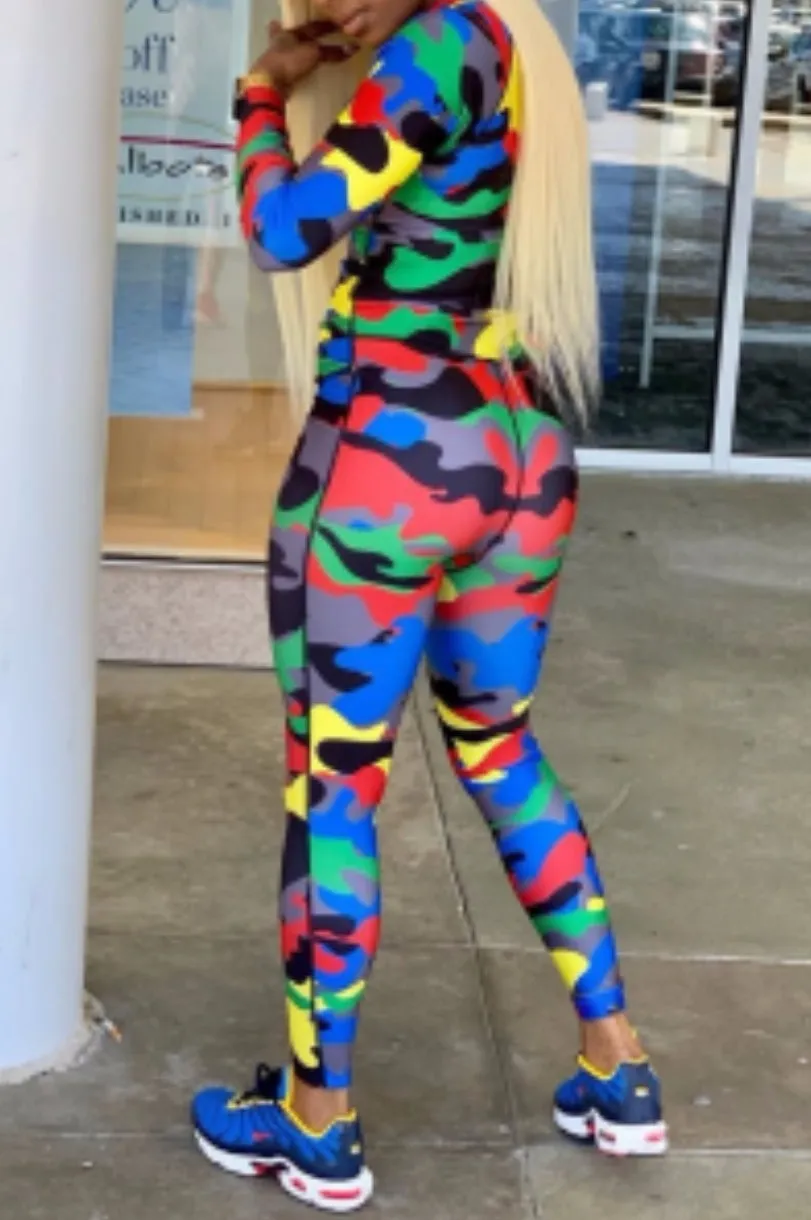Camouflage Zipper Jumpsuit
