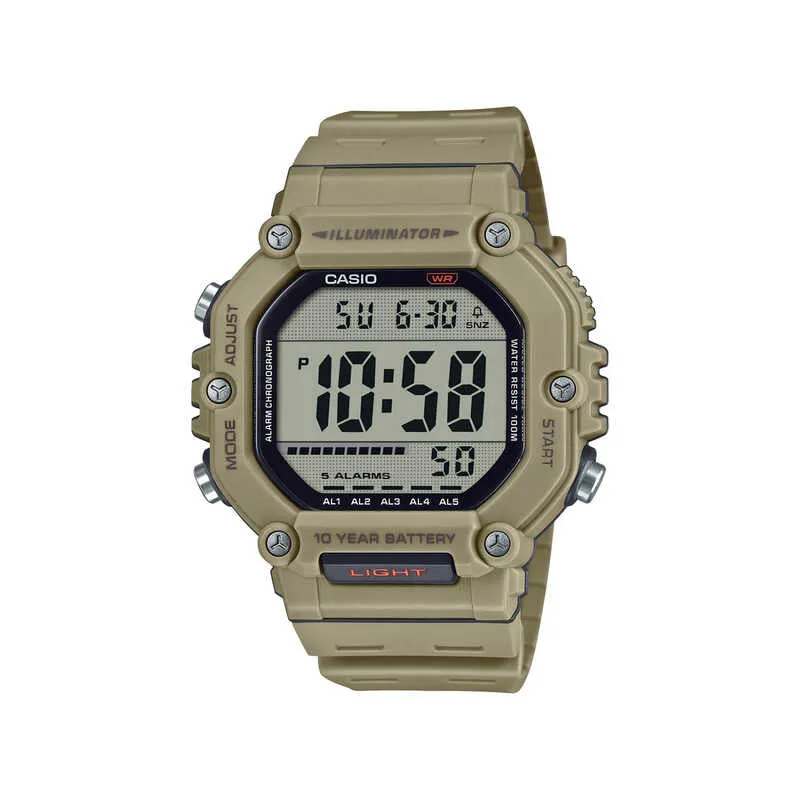 Casio AE-1600H-5AV Men Digital Watch Brown Resin Strap