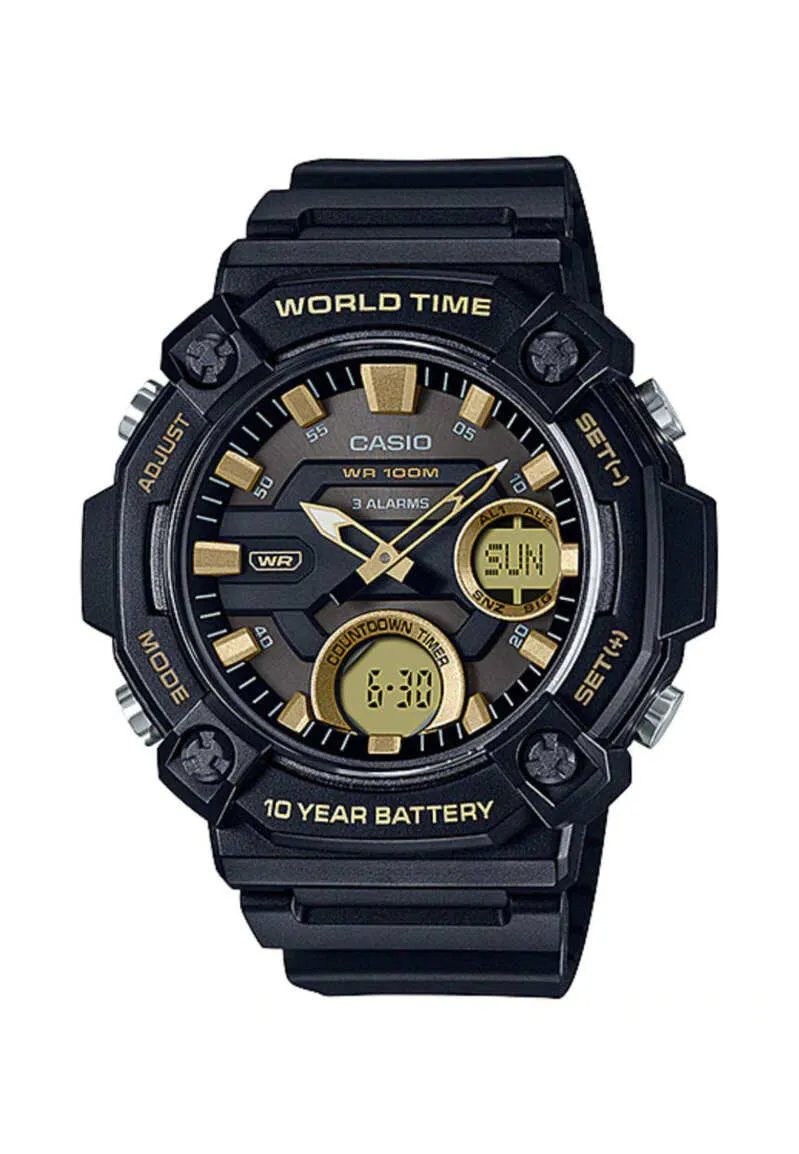 Casio Men Analog-Digital Watch AEQ-120W-9AV Black Resin Strap