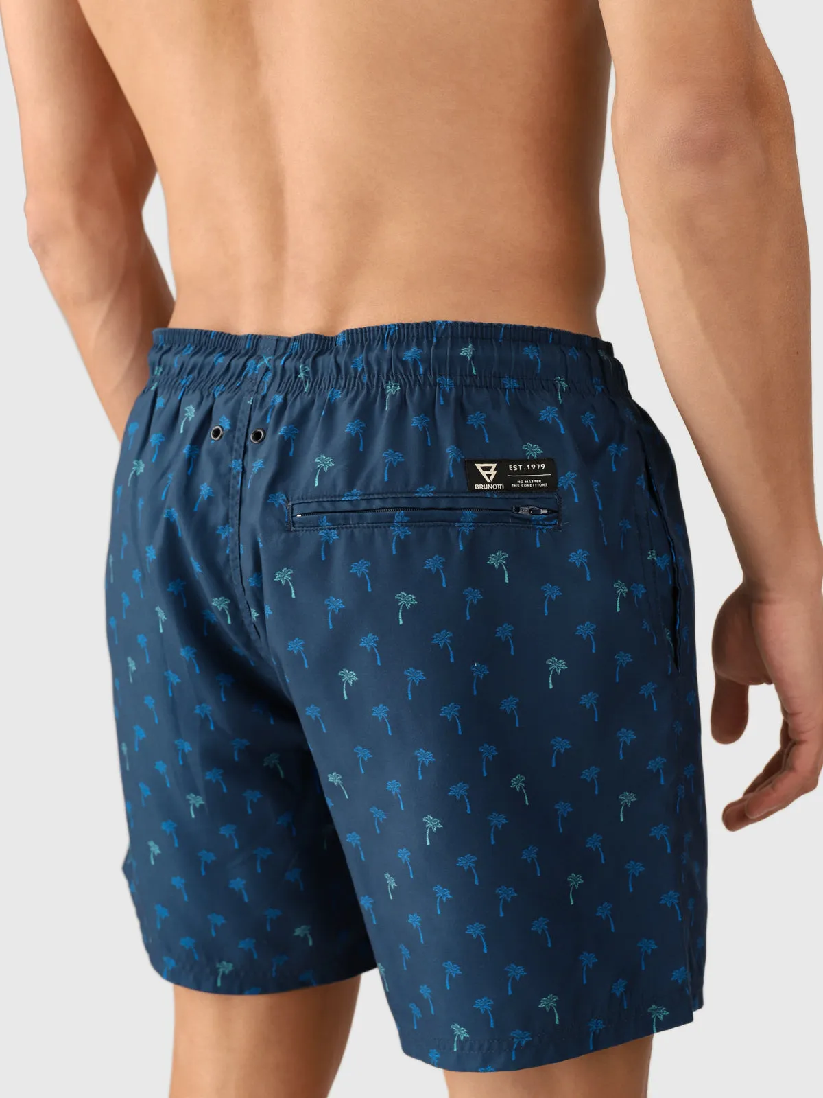 Cester-Mini Men Swim Shorts | Mini Palm Aqua Night Blue