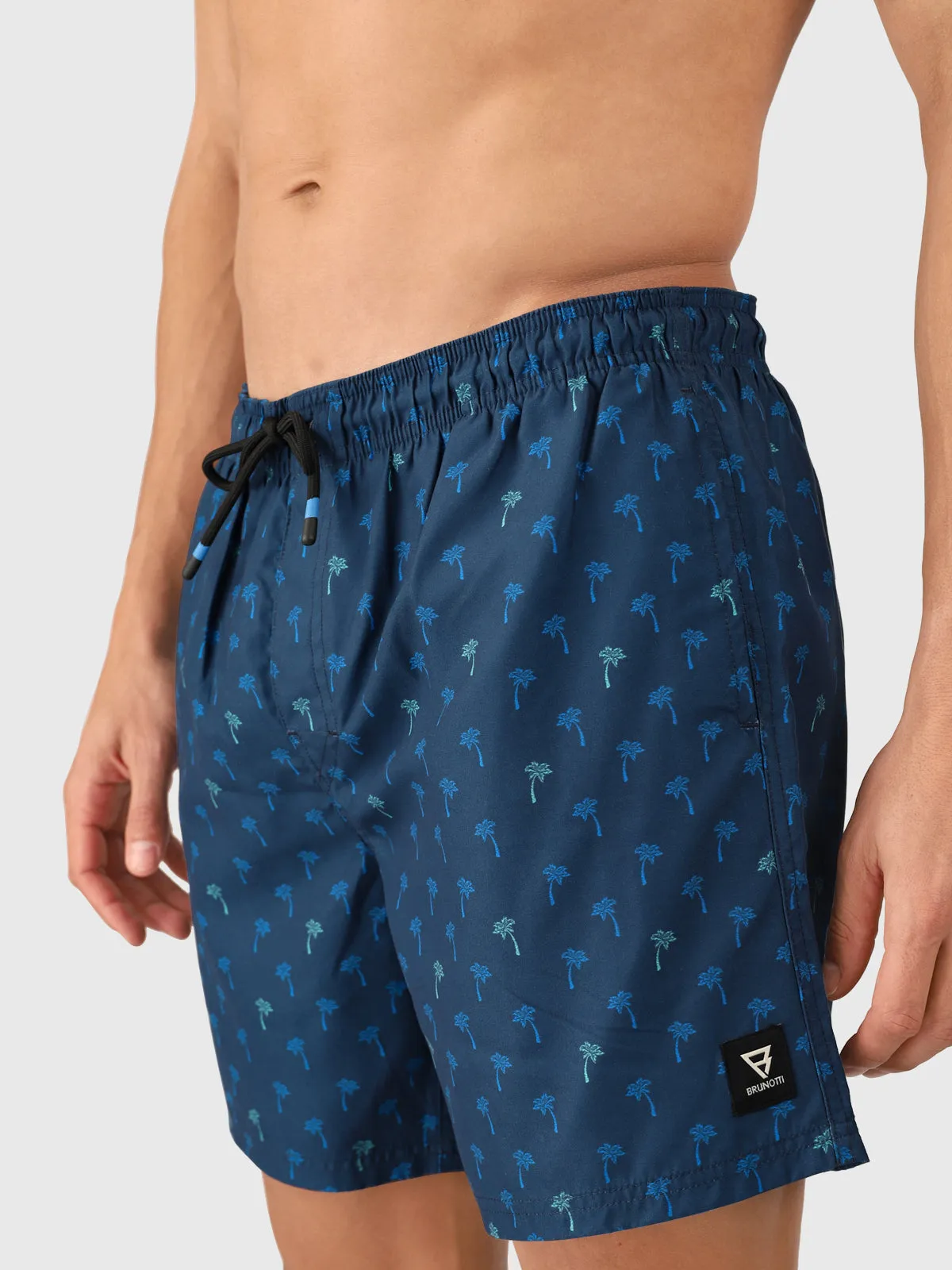 Cester-Mini Men Swim Shorts | Mini Palm Aqua Night Blue