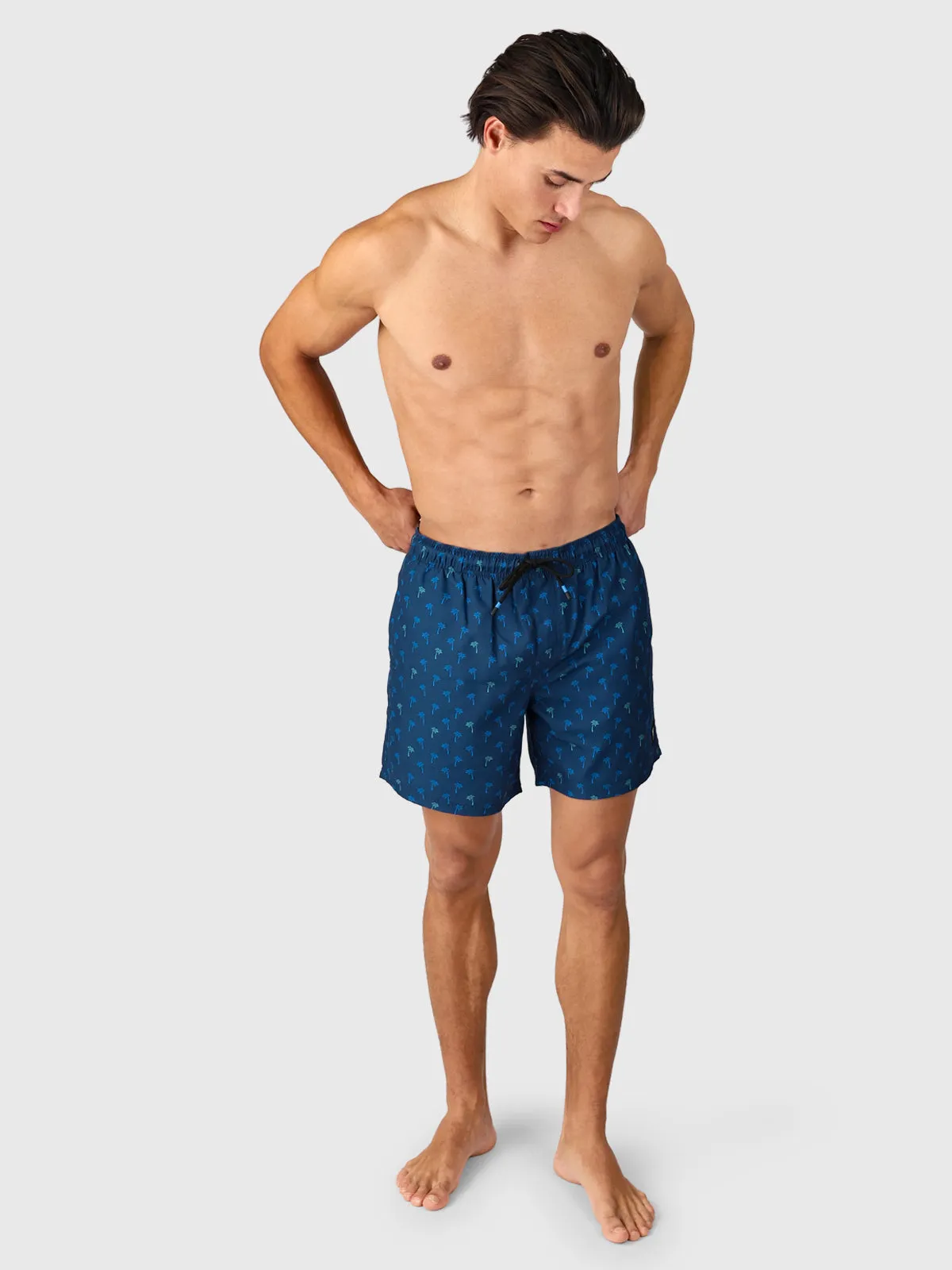Cester-Mini Men Swim Shorts | Mini Palm Aqua Night Blue