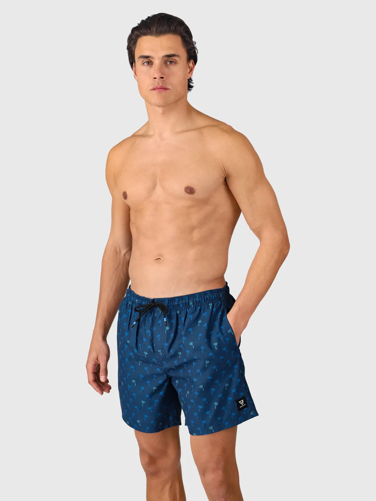 Cester-Mini Men Swim Shorts | Mini Palm Aqua Night Blue