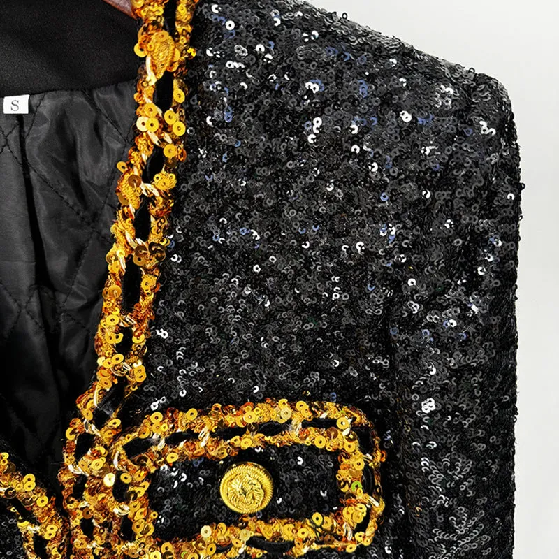 Chain Trim Sequin Jacket