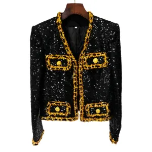 Chain Trim Sequin Jacket