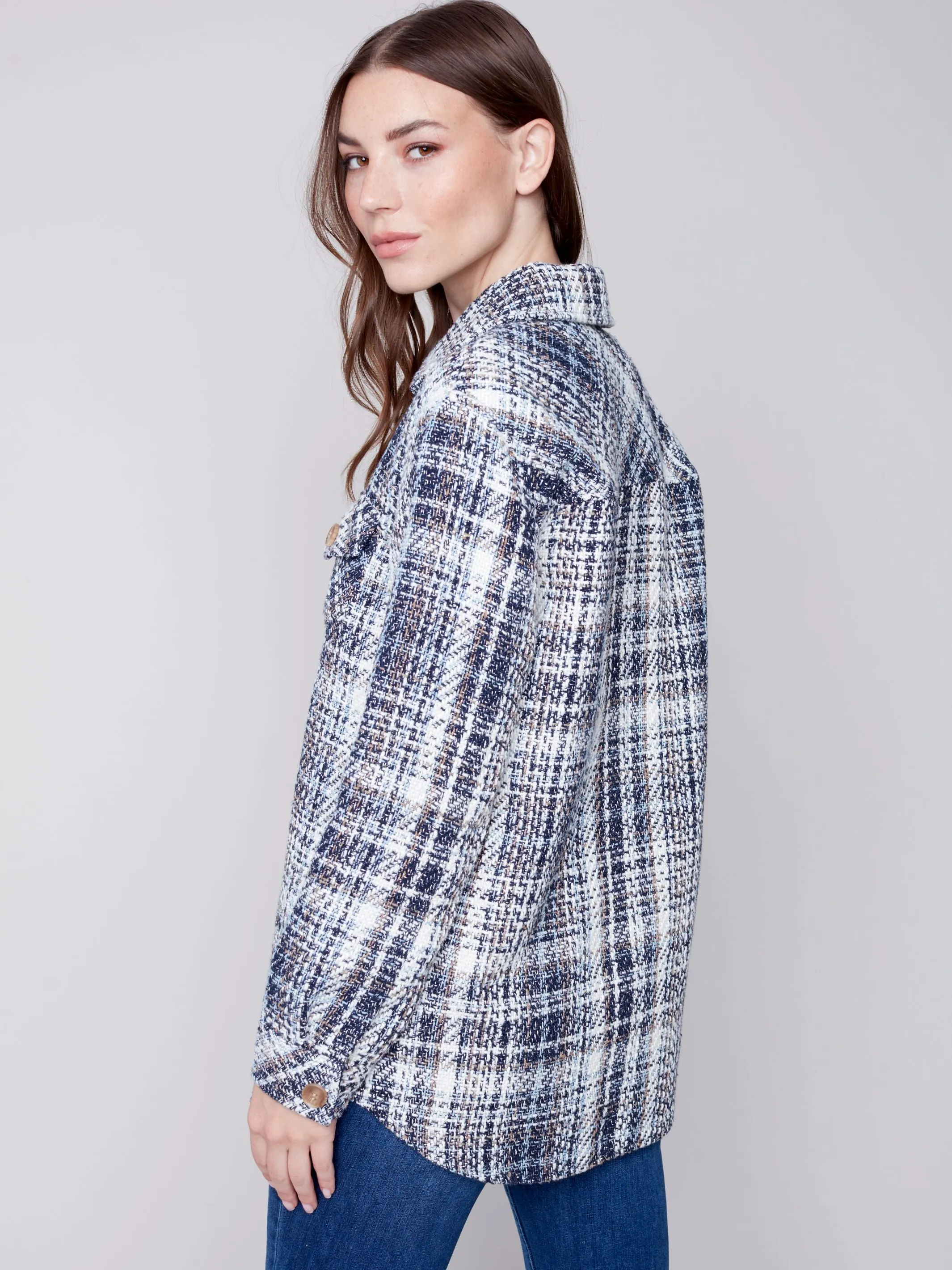 Charlie B. Blue Wool Plaid Jacket