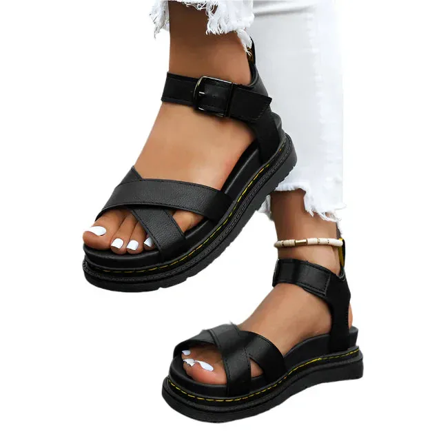 Chloe - Platform sandals with crossed straps for women