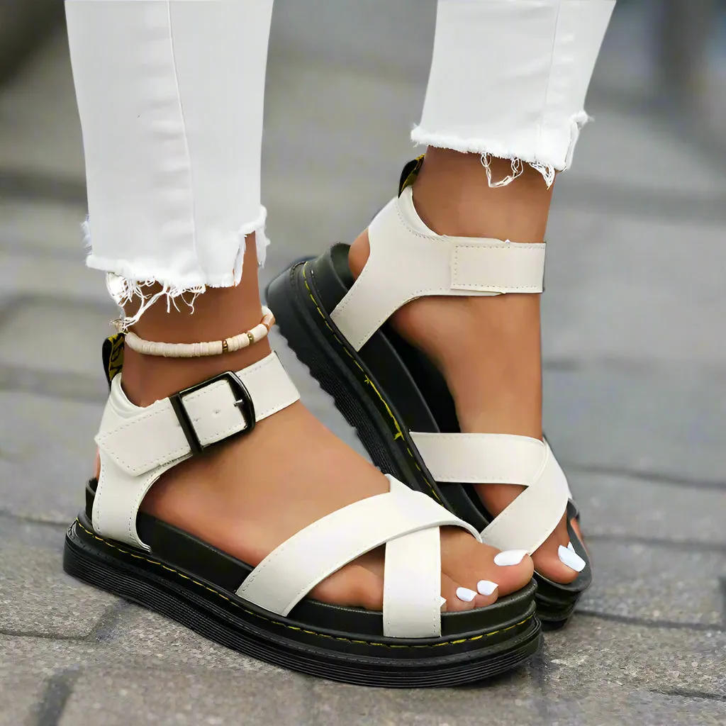 Chloe - Platform sandals with crossed straps for women