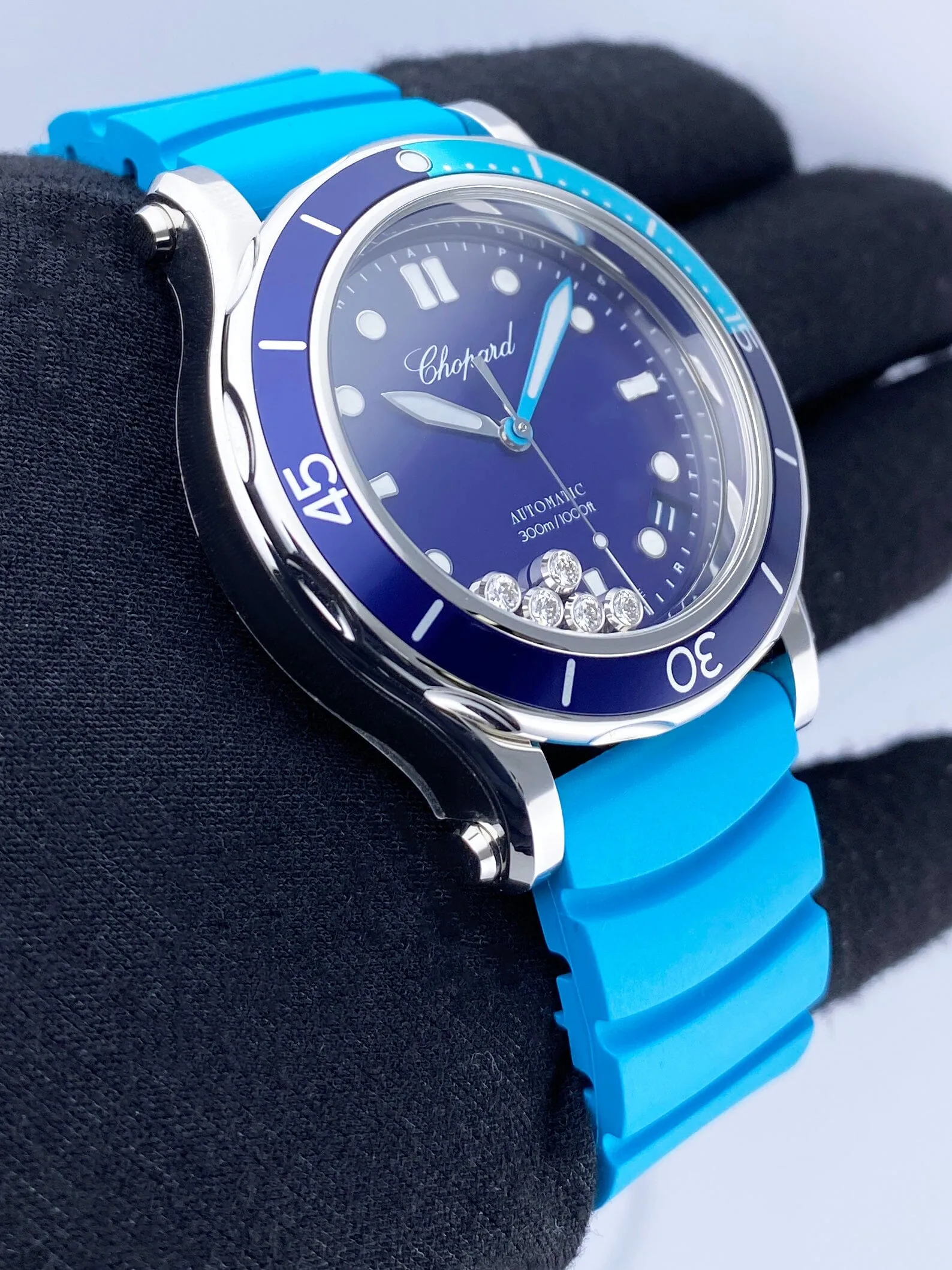 Chopard Happy Sport 278587-3001 Blue Dial Ladies Watch Box Papers