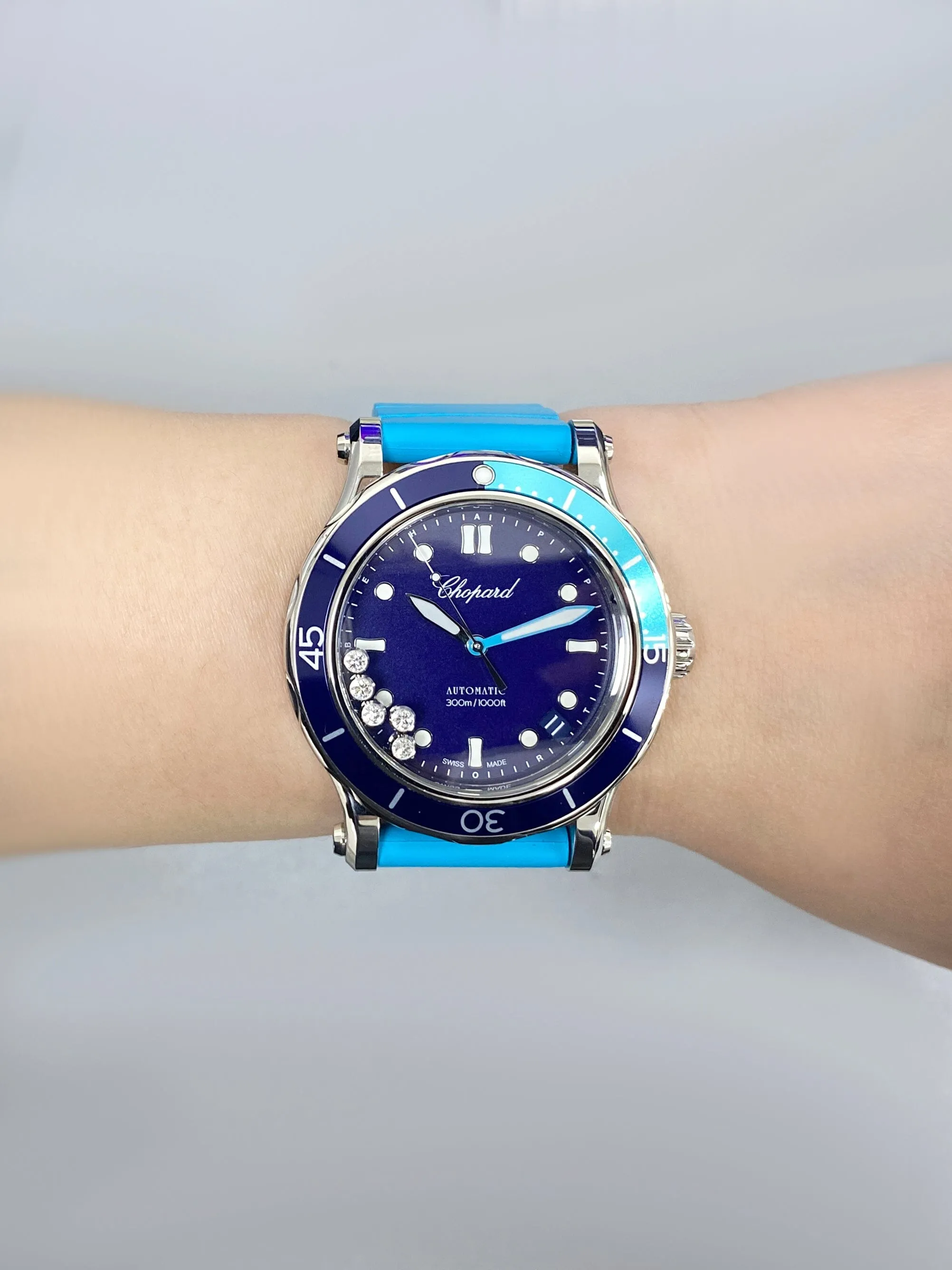 Chopard Happy Sport 278587-3001 Blue Dial Ladies Watch Box Papers