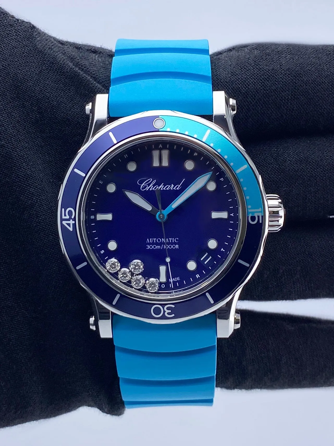 Chopard Happy Sport 278587-3001 Blue Dial Ladies Watch Box Papers