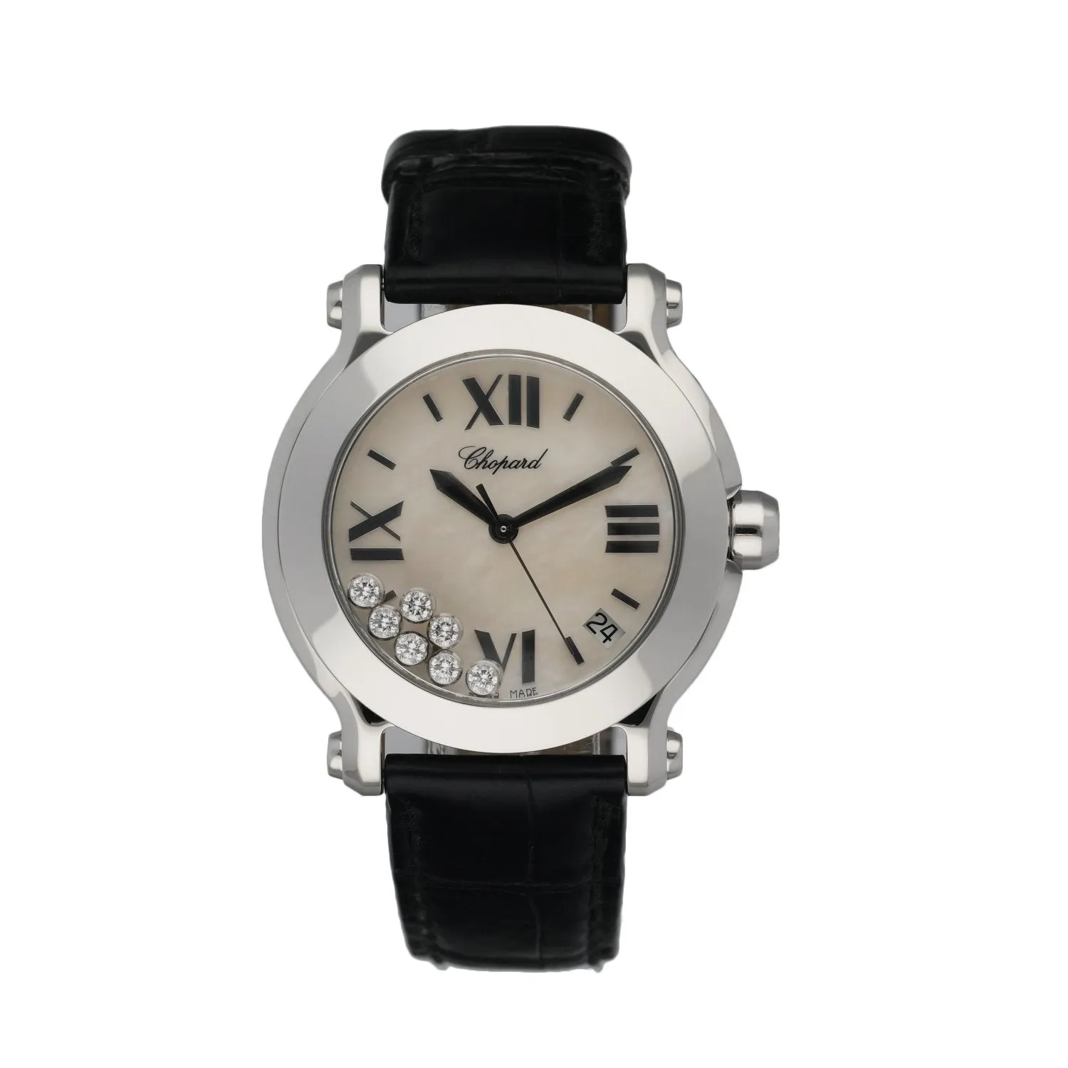 Chopard Happy Sport 8475 Mother Of Pearl Dial W/ Floating Diamonds & Papers