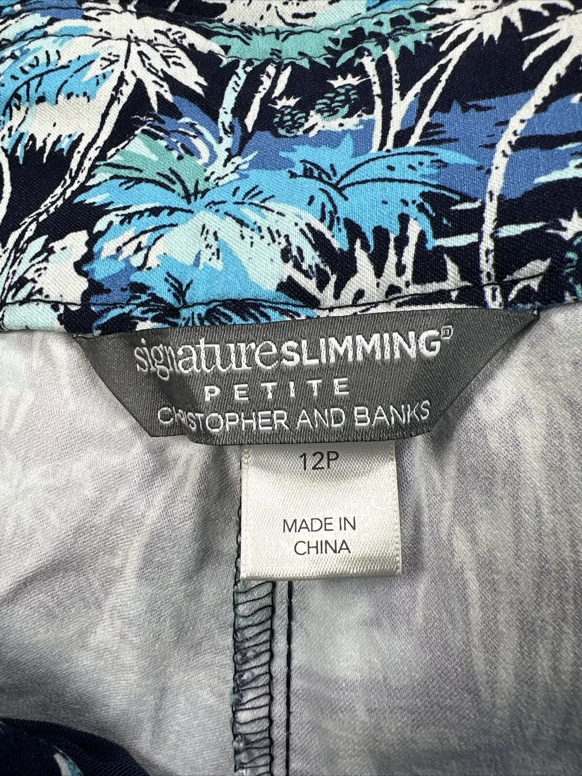 Christopher and Banks Womens Blue Tropical Pull On Crop Pants - Petite 12