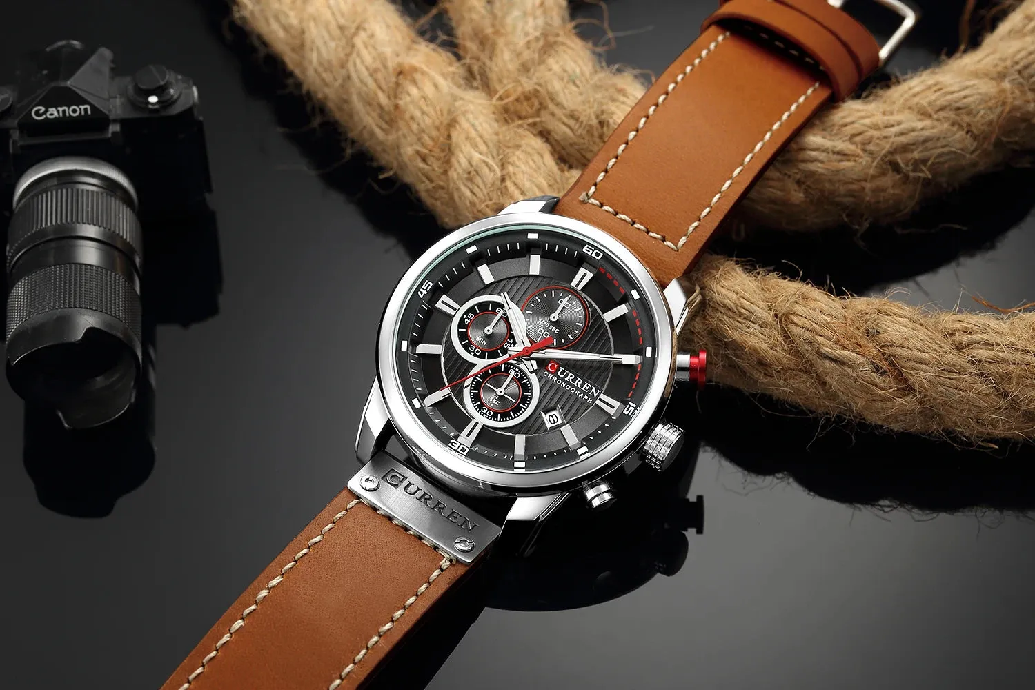 Chrono Sport Men's Leather Watch