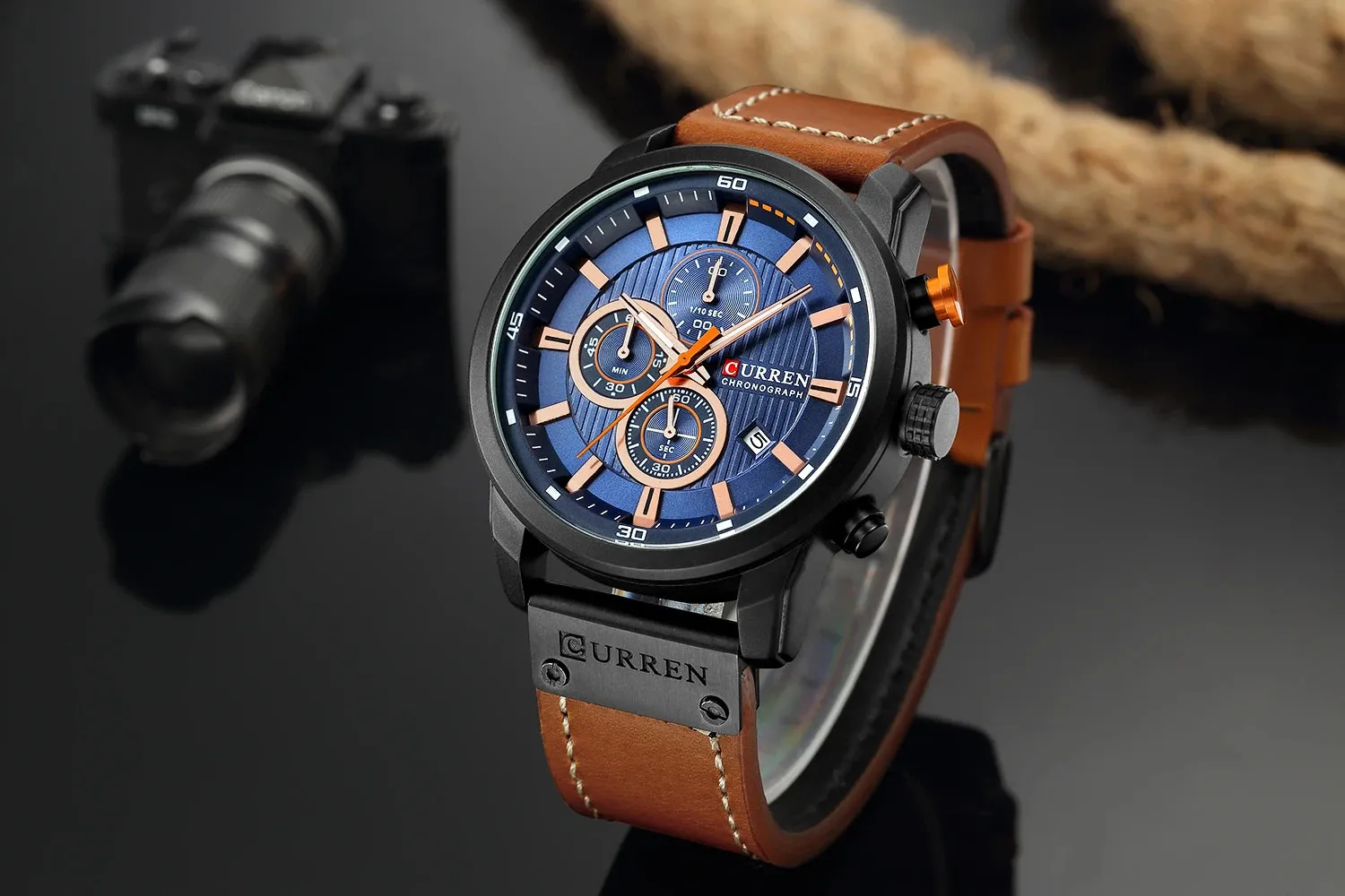 Chrono Sport Men's Leather Watch