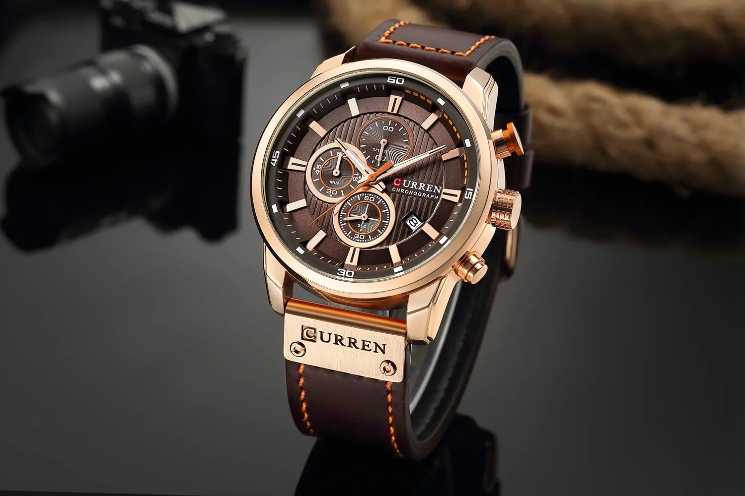 Chrono Sport Men's Leather Watch