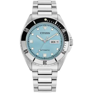 Citizen Sport Automatic Mens Stainless Steel Light Blue Dial Watch