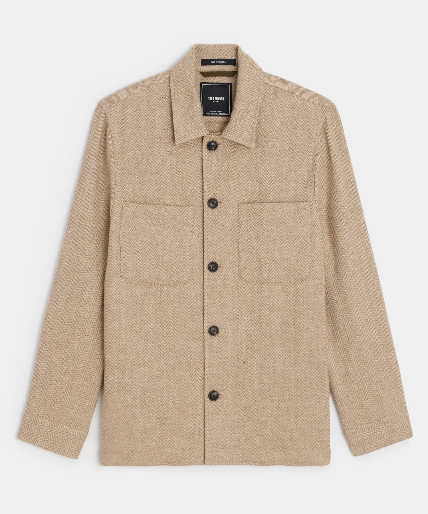 Classic Fit Herringbone Linen-Wool Shirt Jacket
