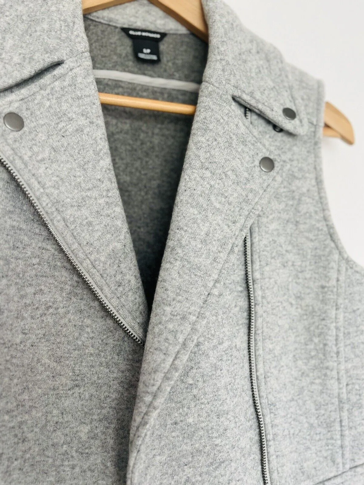 CLUB MONACO Wool Moto Vest Womens S Gray Cropped Biker Asymmetric