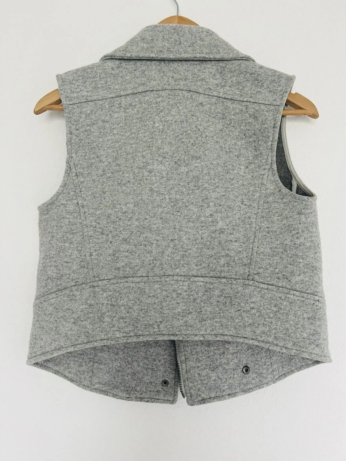 CLUB MONACO Wool Moto Vest Womens S Gray Cropped Biker Asymmetric