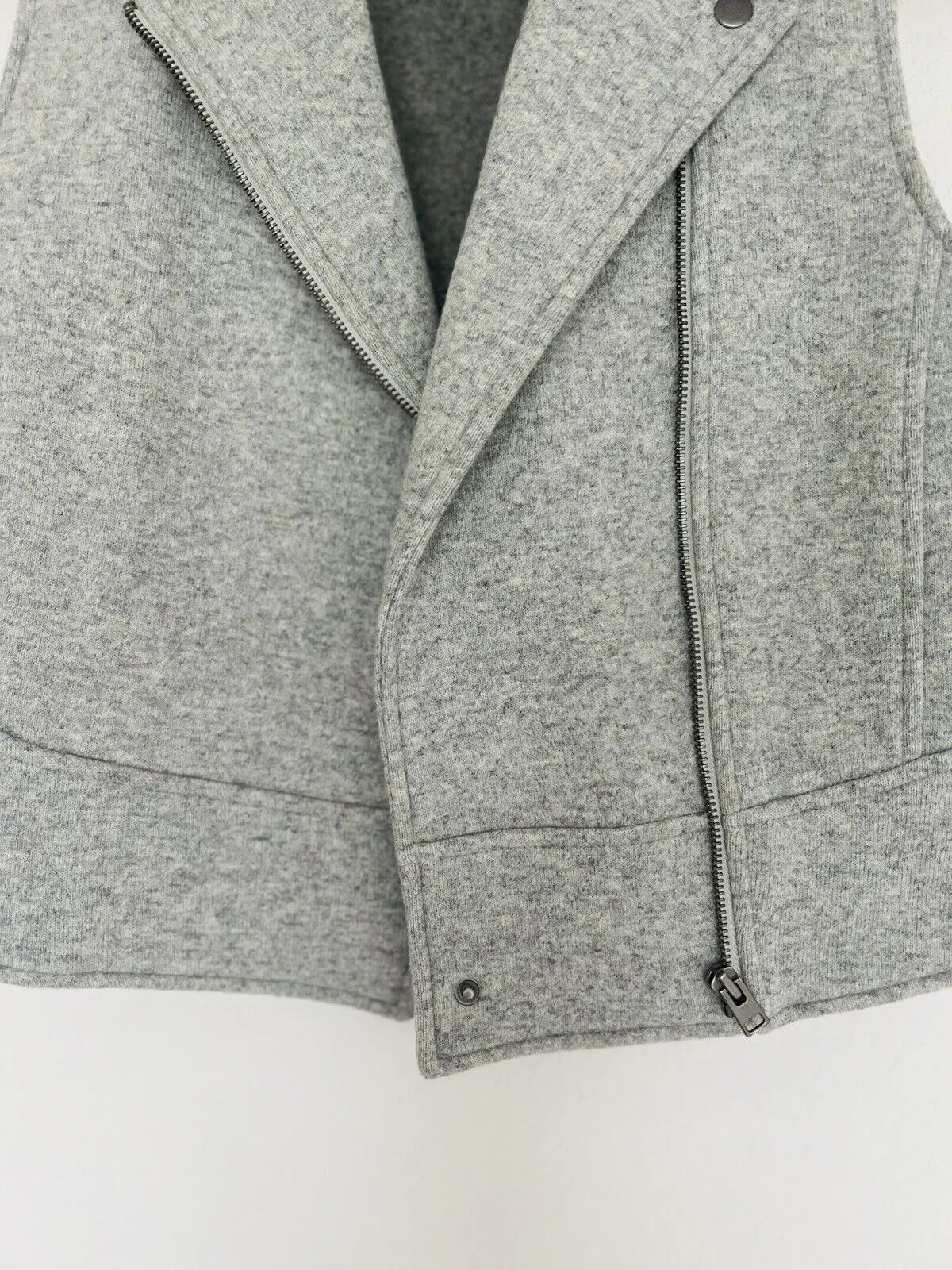 CLUB MONACO Wool Moto Vest Womens S Gray Cropped Biker Asymmetric