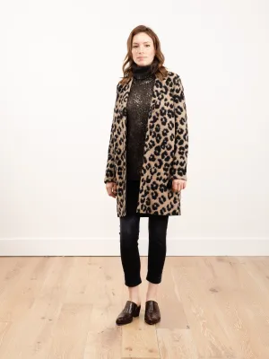 cocoon coat jacquard leopard