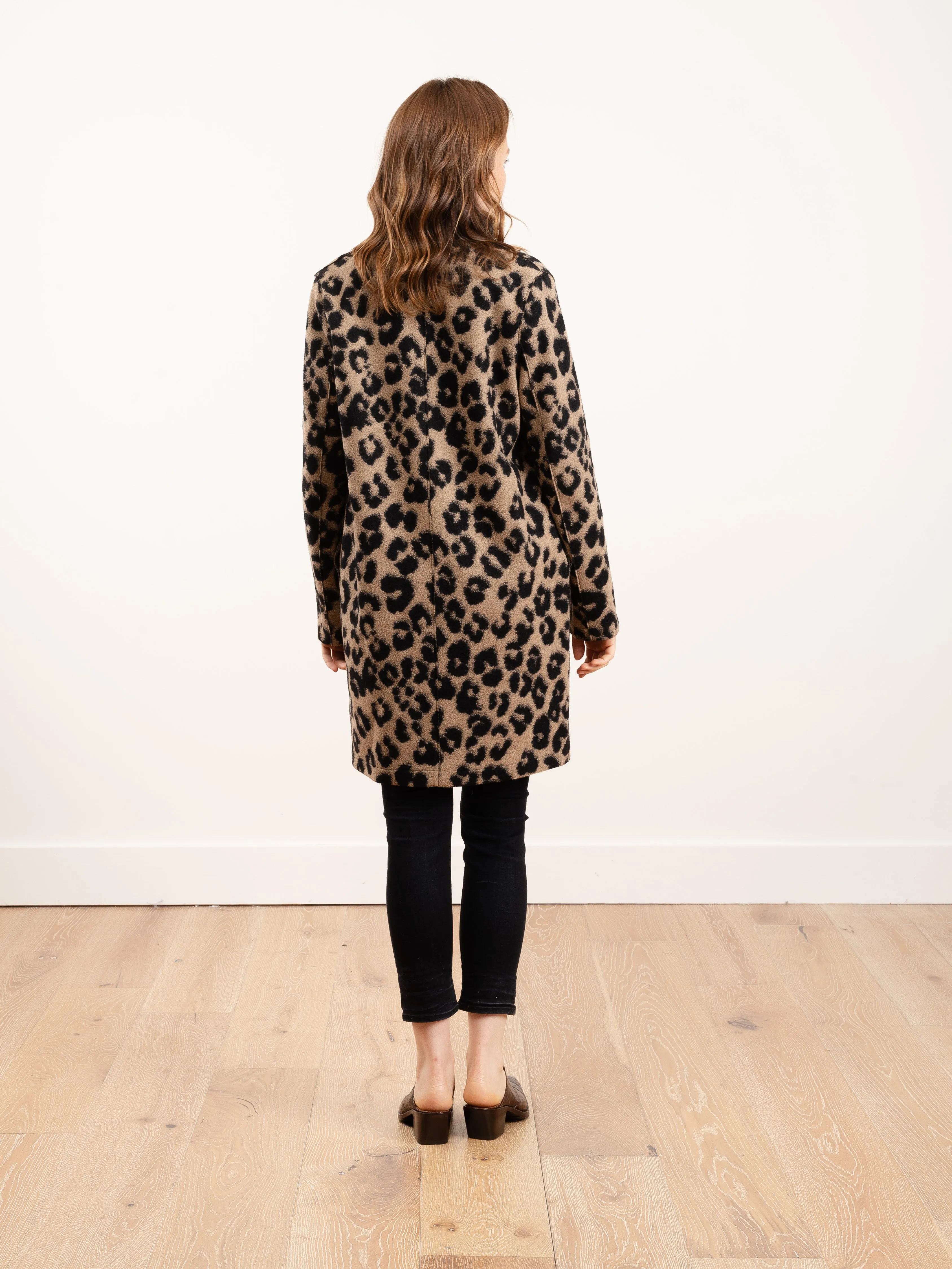 cocoon coat jacquard leopard