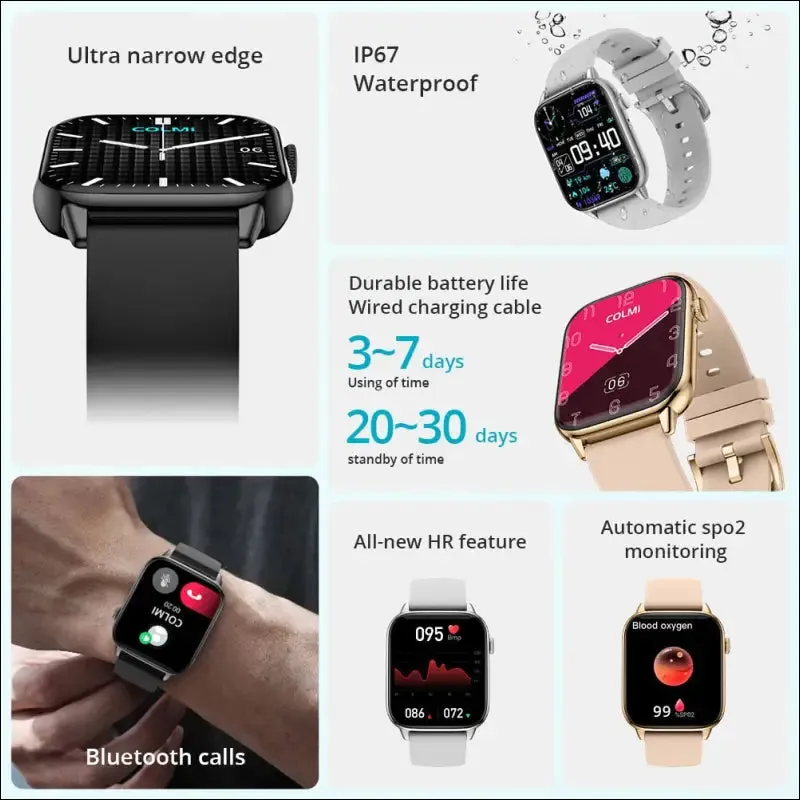 Colmi c60 smartwatch 1.9 inch full screen bluetooth calling heart rate sleep monitor 19 sport