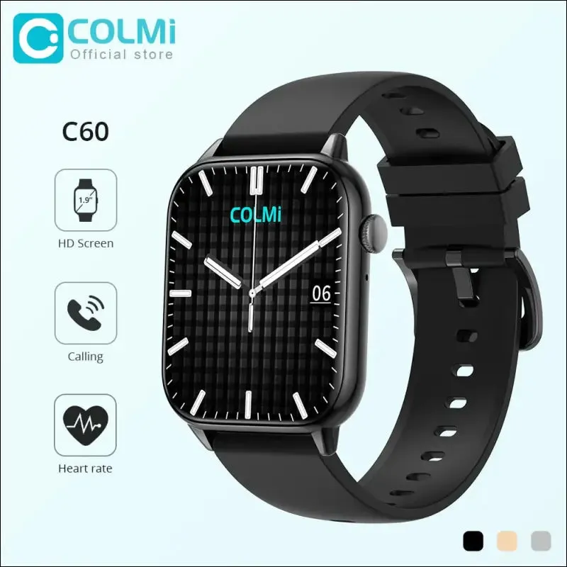 Colmi c60 smartwatch 1.9 inch full screen bluetooth calling heart rate sleep monitor 19 sport
