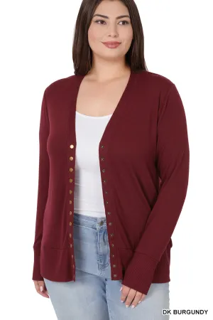 Cozy Button Cardigan || Burgundy