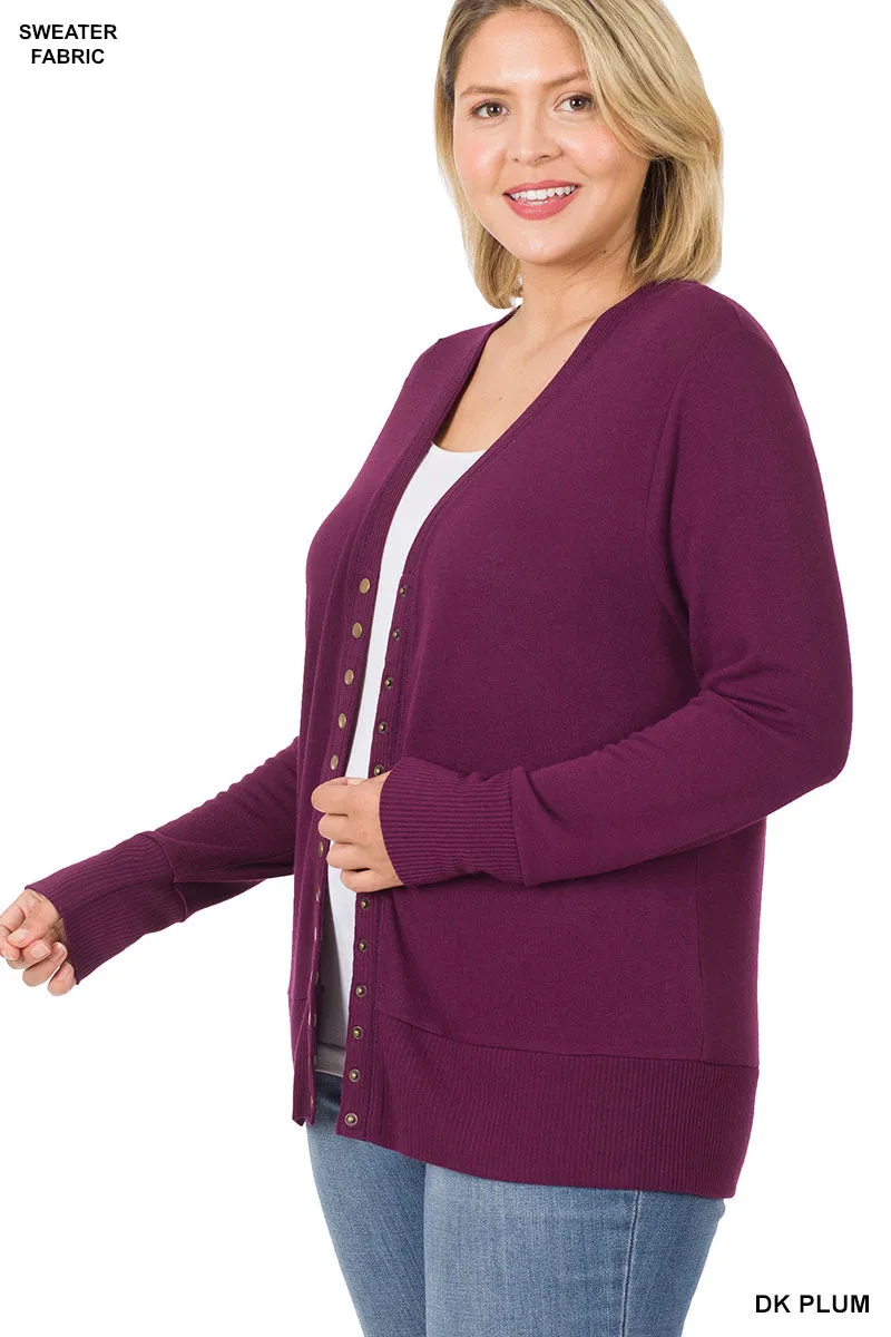 Cozy Button Cardigan || Dark Plum