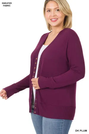 Cozy Button Cardigan || Dark Plum