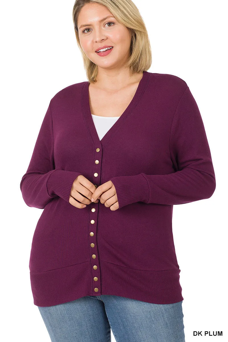 Cozy Button Cardigan || Dark Plum