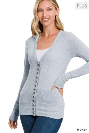 Cozy Button Cardigan || Heather Gray