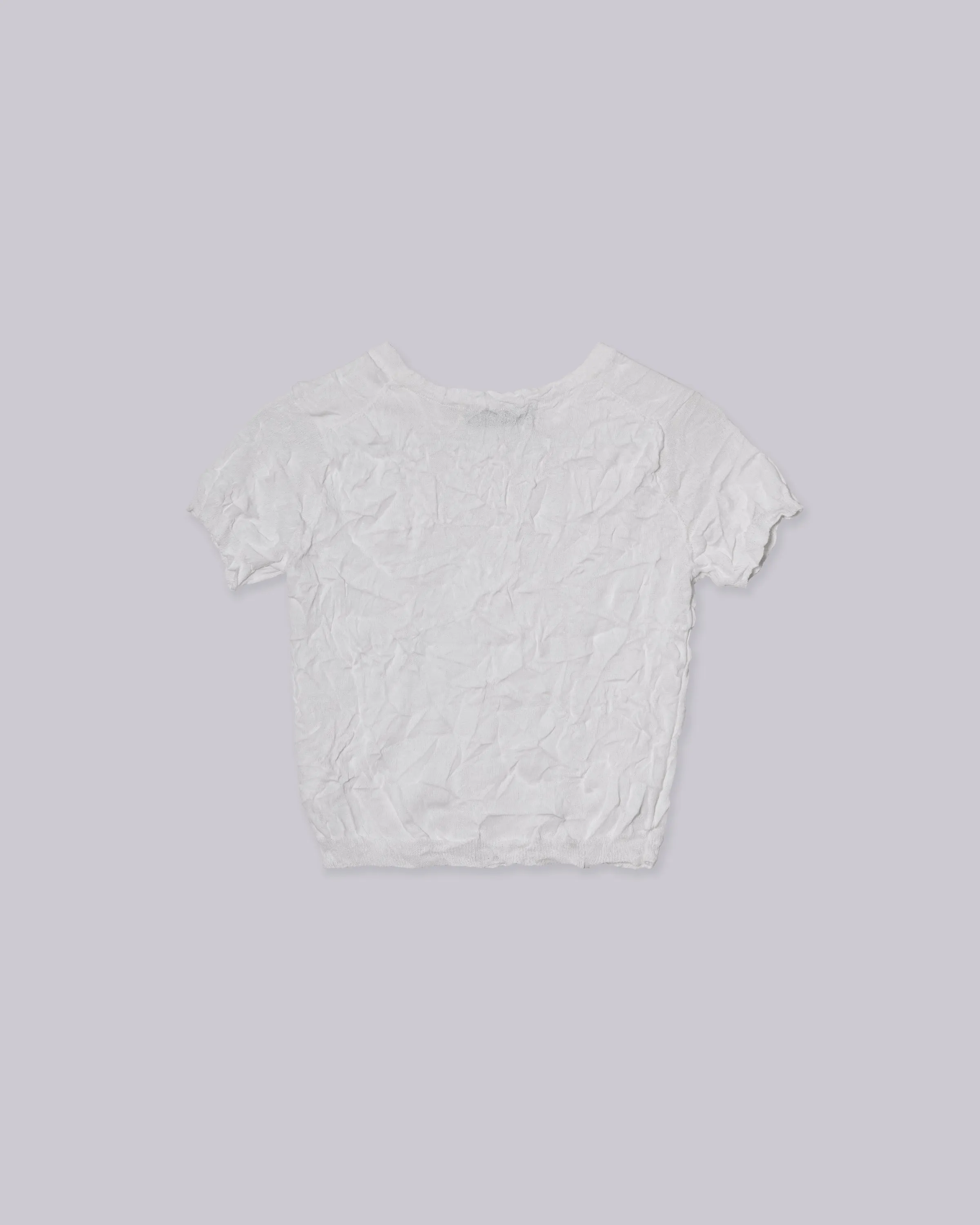 Crinkled Petite Knit Tee in  White