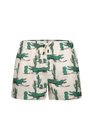 Croc Print Swim Shorts In White