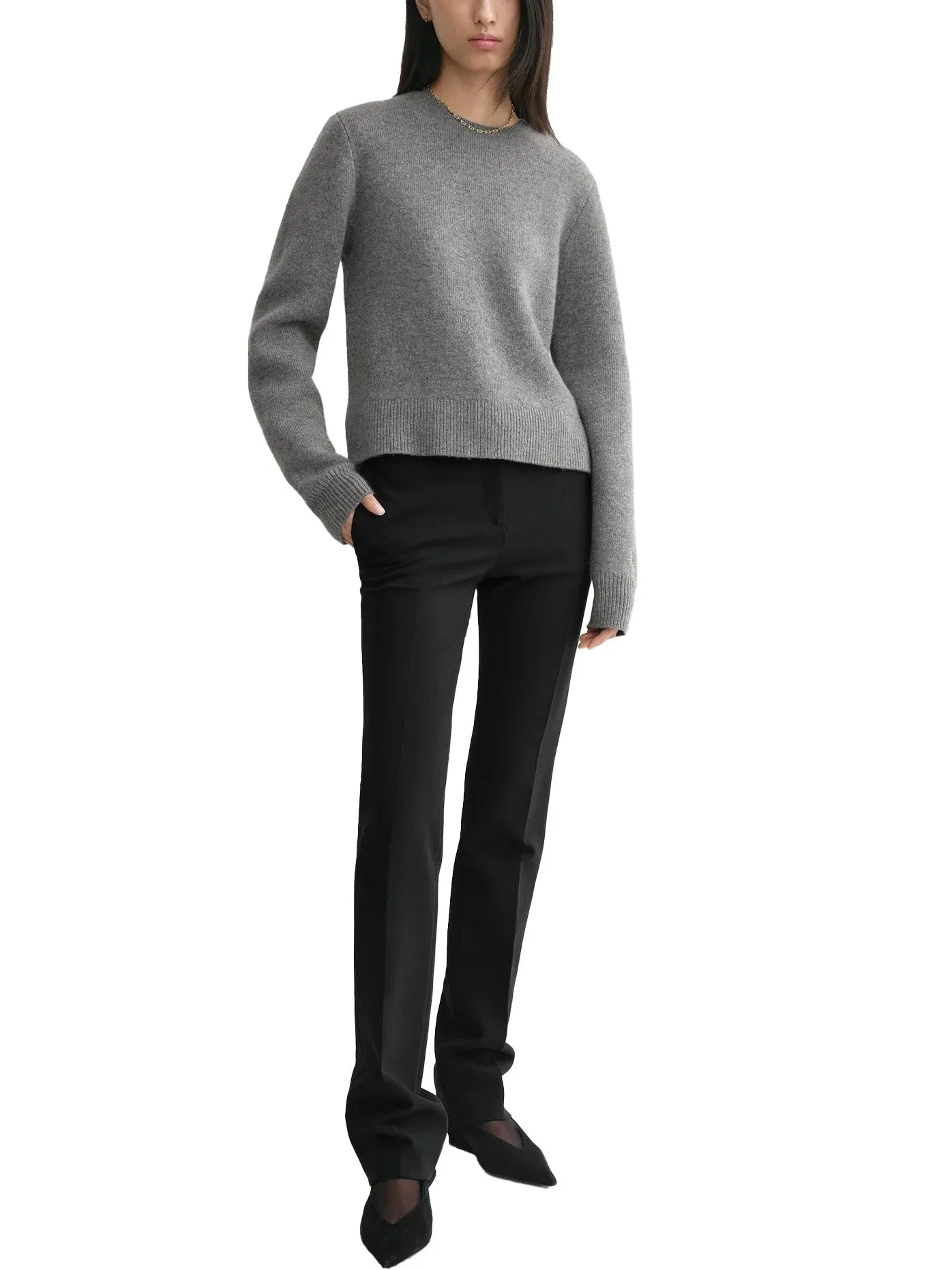 Cropped Crew-Neck Knit