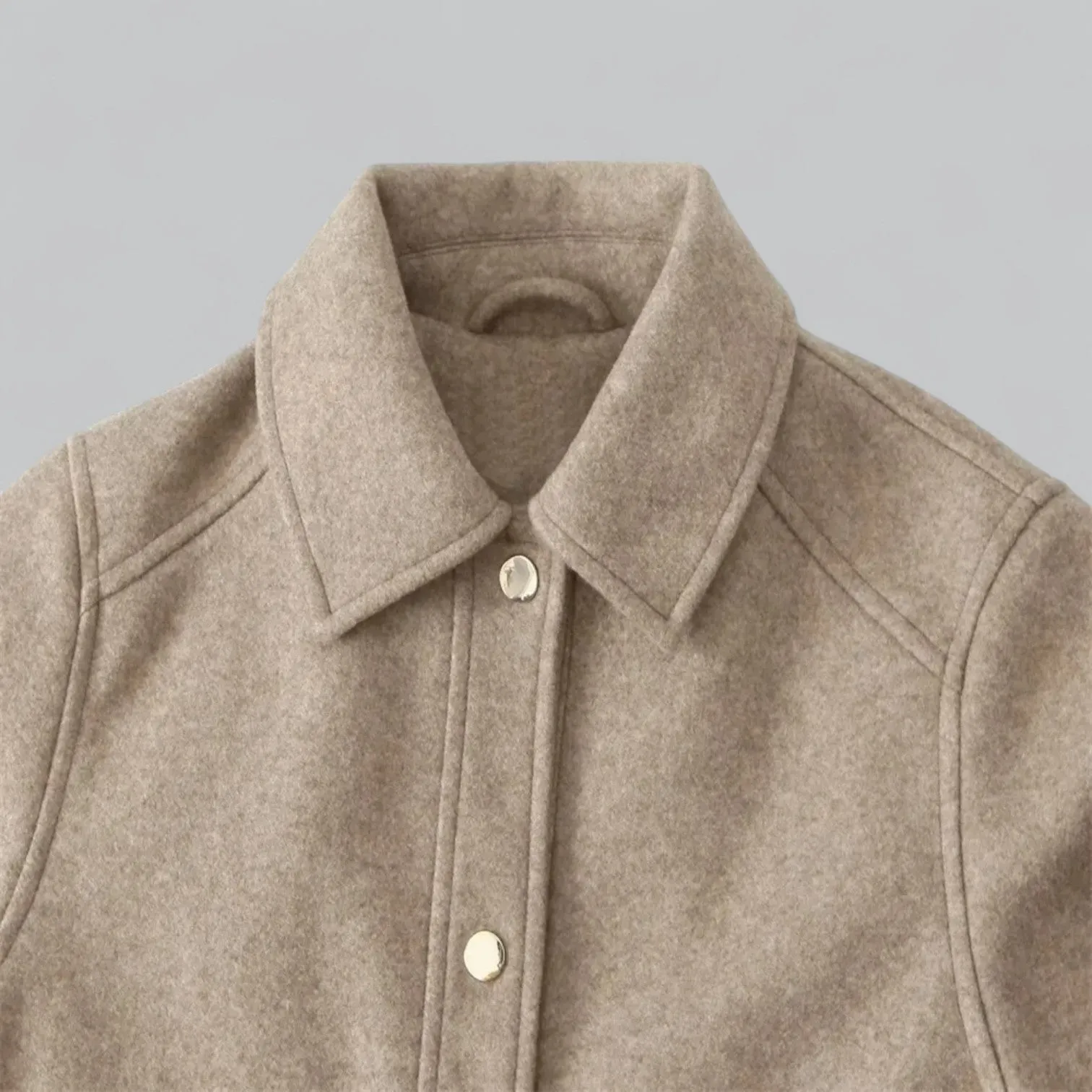 Cropped Wool Blend Jacket | Button-Up Design, Warm and Stylish Outerwear for Women