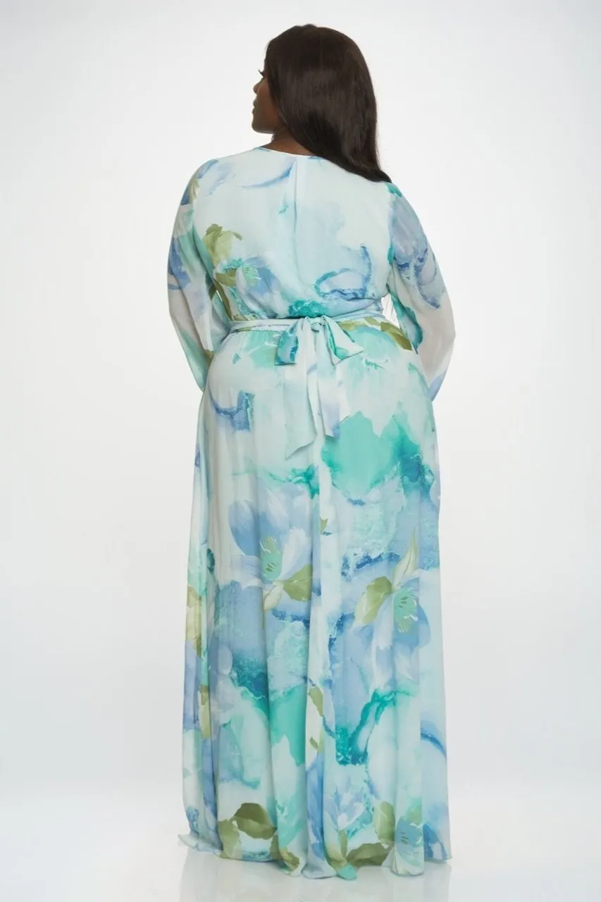 Curve Market Chiffon Floral Print Surplice Long Sleeve (30% off dress sale!)