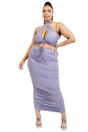Curvy Around the way Gyrl Halter Top Skirt Set