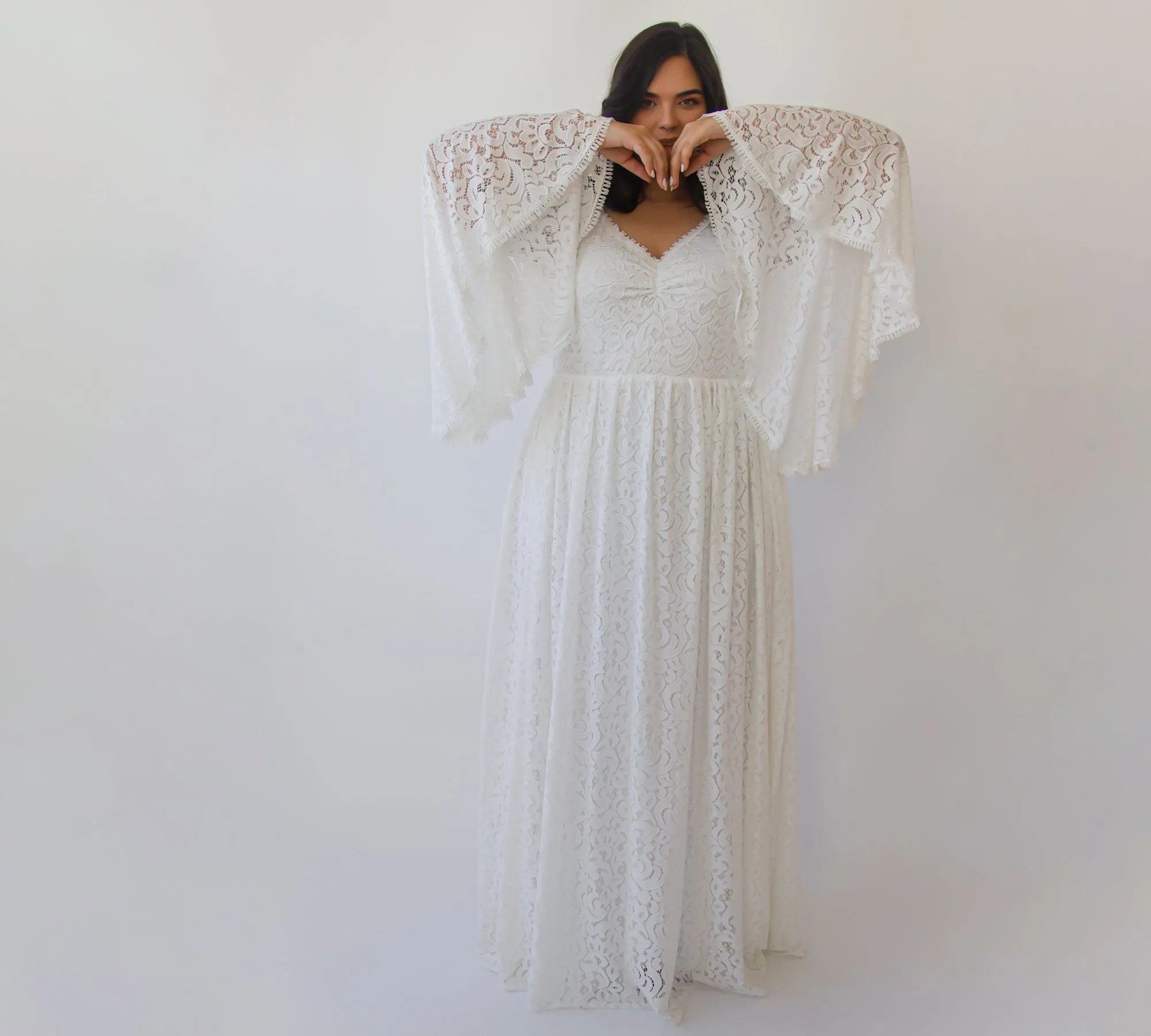 Curvy flare sleeves Dress #1319