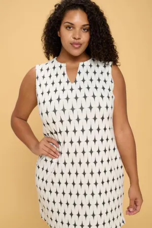 Curvy Girls Ivory V-Neck Sleeveless Dress. Fall Clearance!