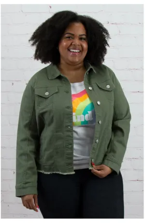 Curvy Ladies Frayed Denim Jacket
