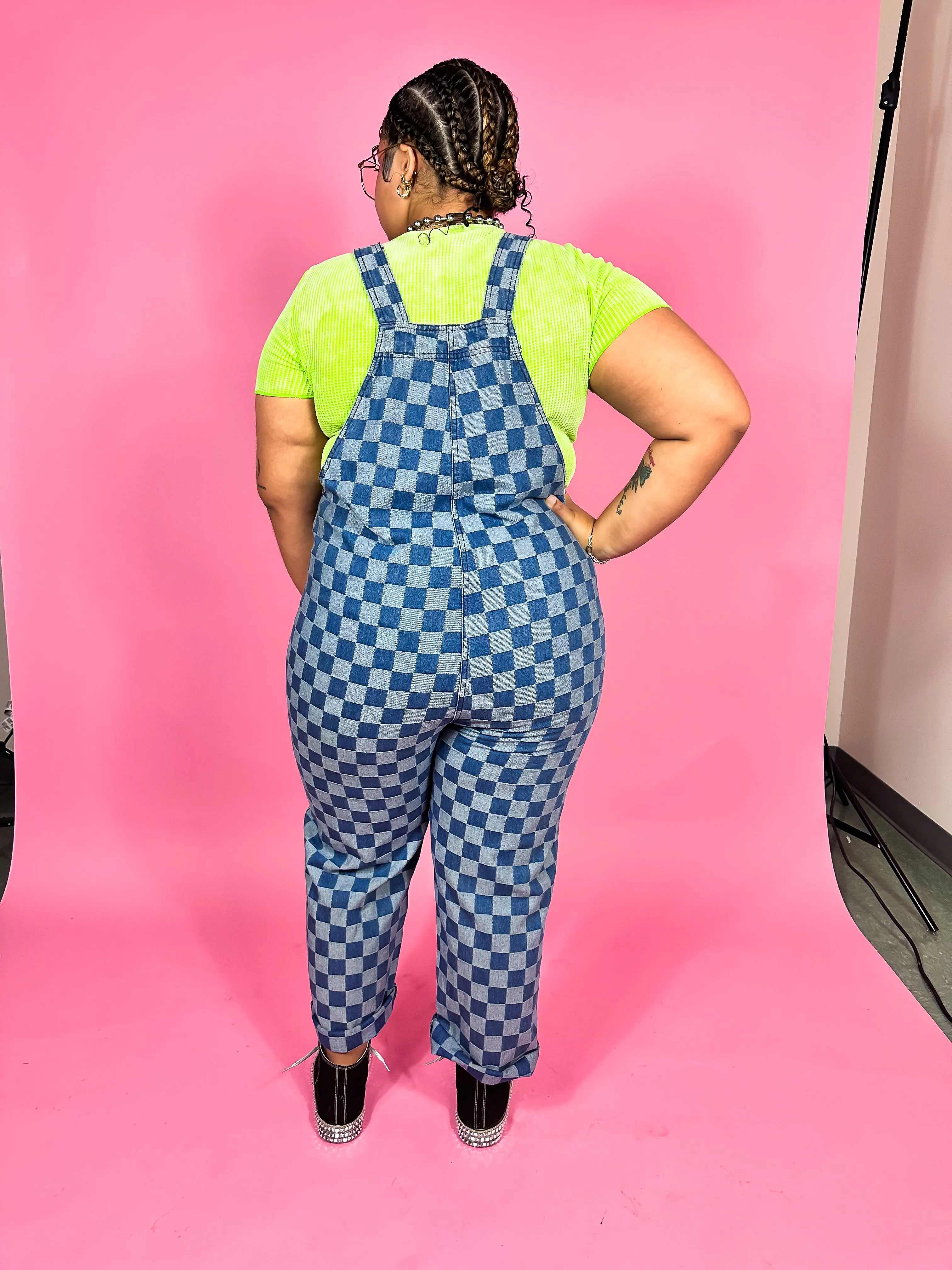 CURVY: LIFE IS A MIXTAPE CHECKERED OVERALLS