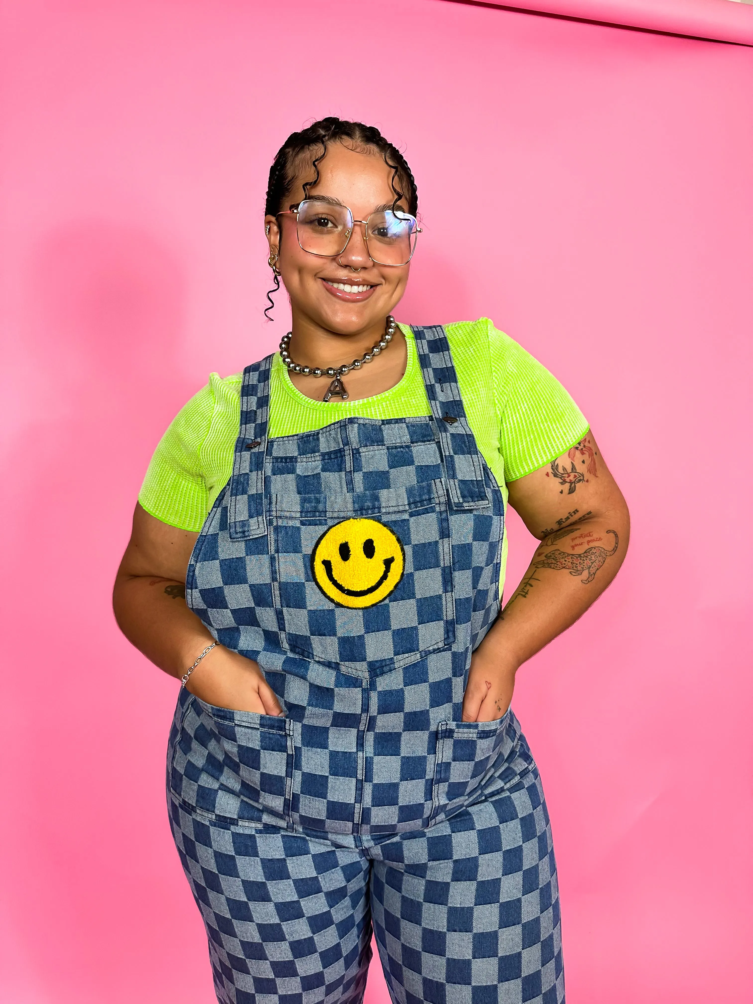 CURVY: LIFE IS A MIXTAPE CHECKERED OVERALLS