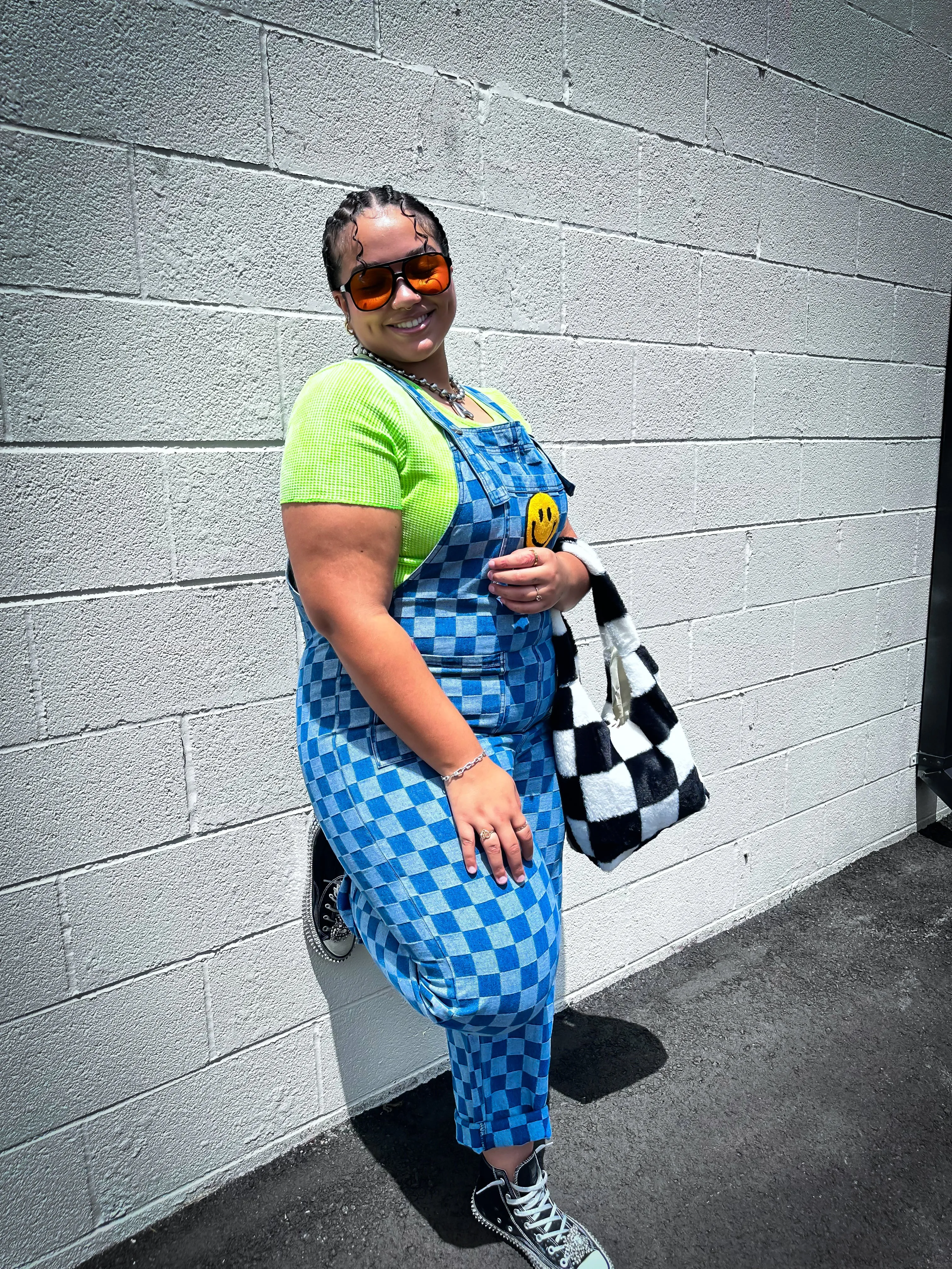 CURVY: LIFE IS A MIXTAPE CHECKERED OVERALLS