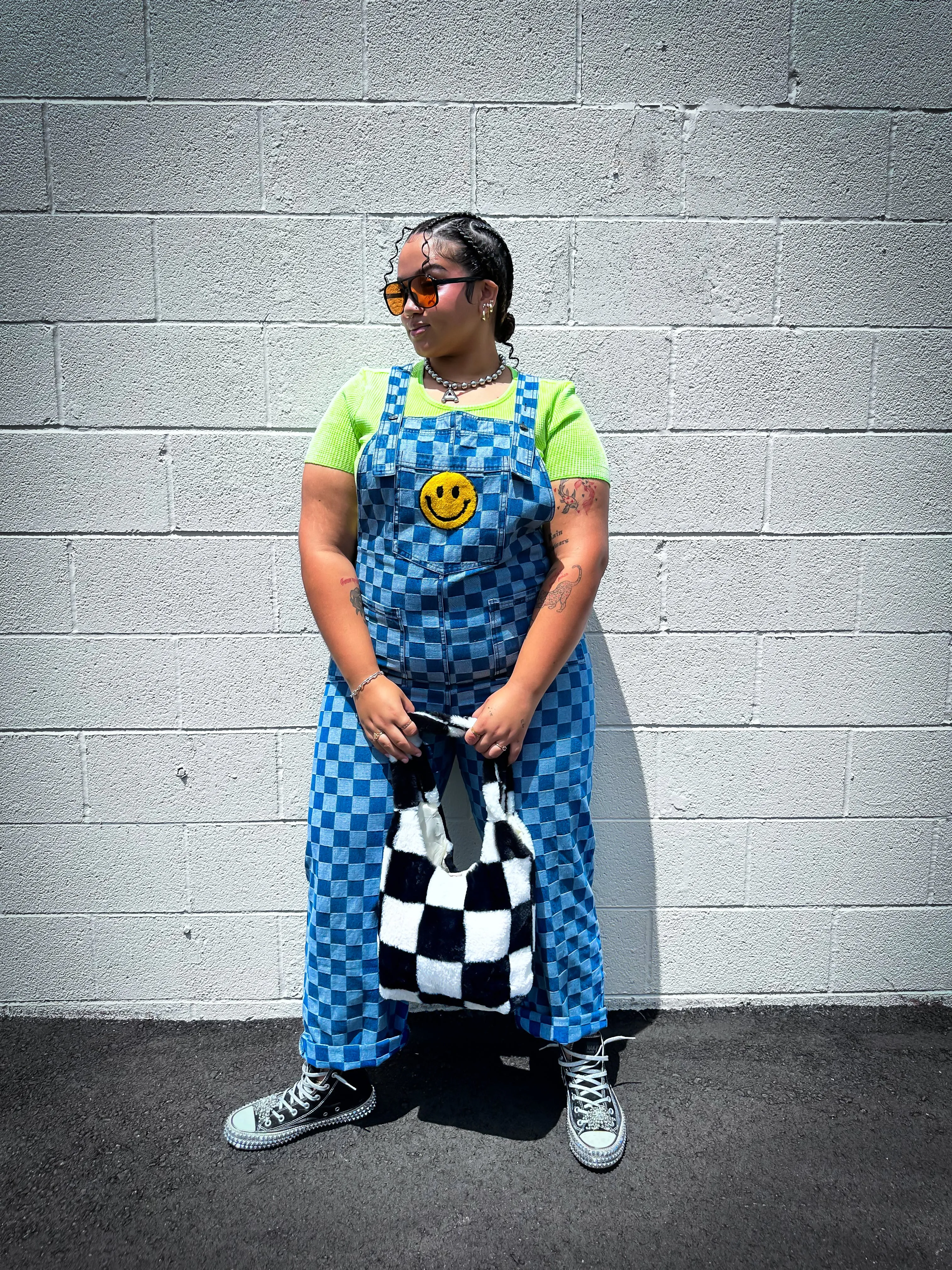 CURVY: LIFE IS A MIXTAPE CHECKERED OVERALLS