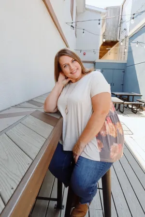 Curvy Oatmeal Floral Back