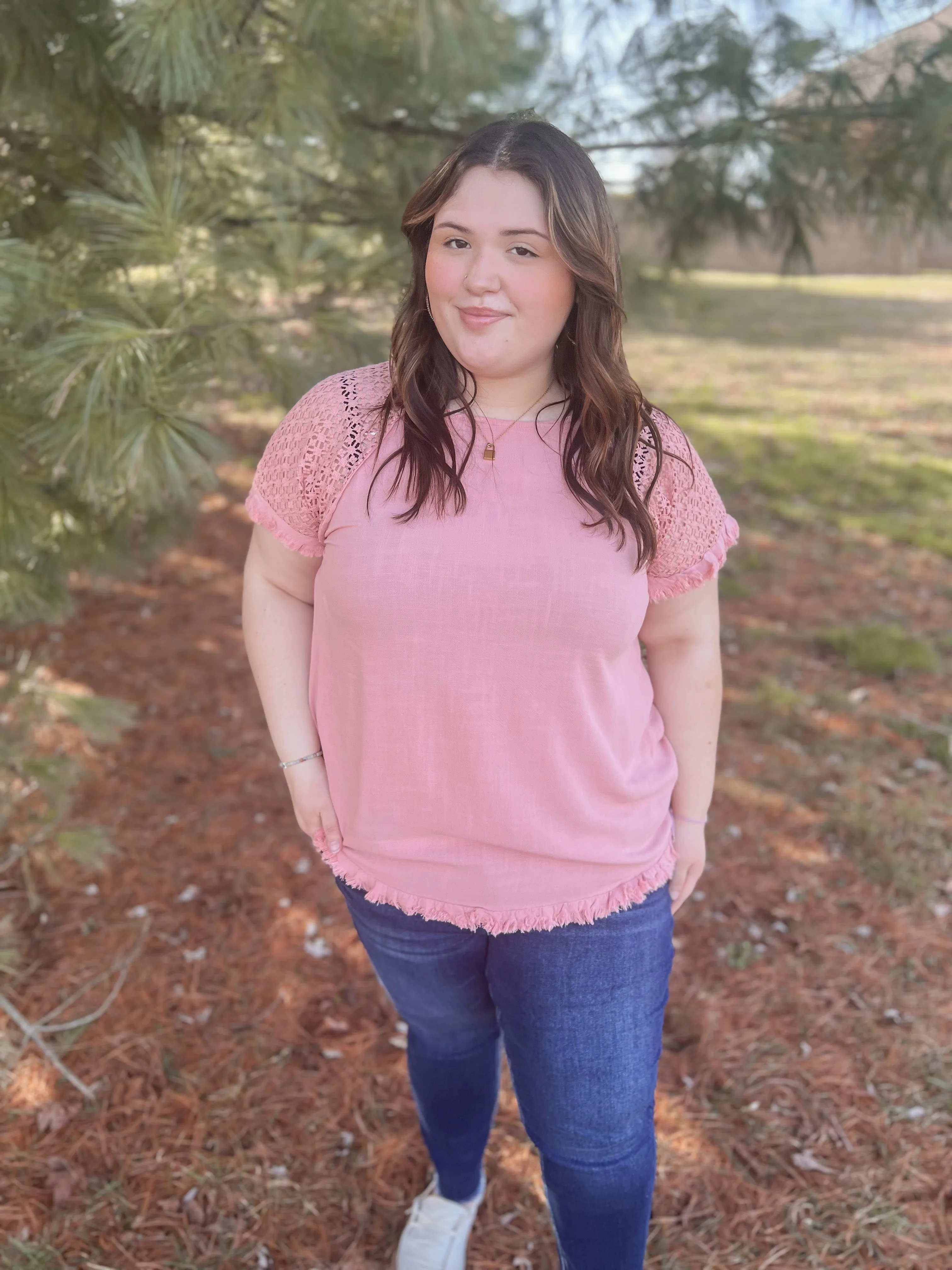 Curvy Rose Linen Top