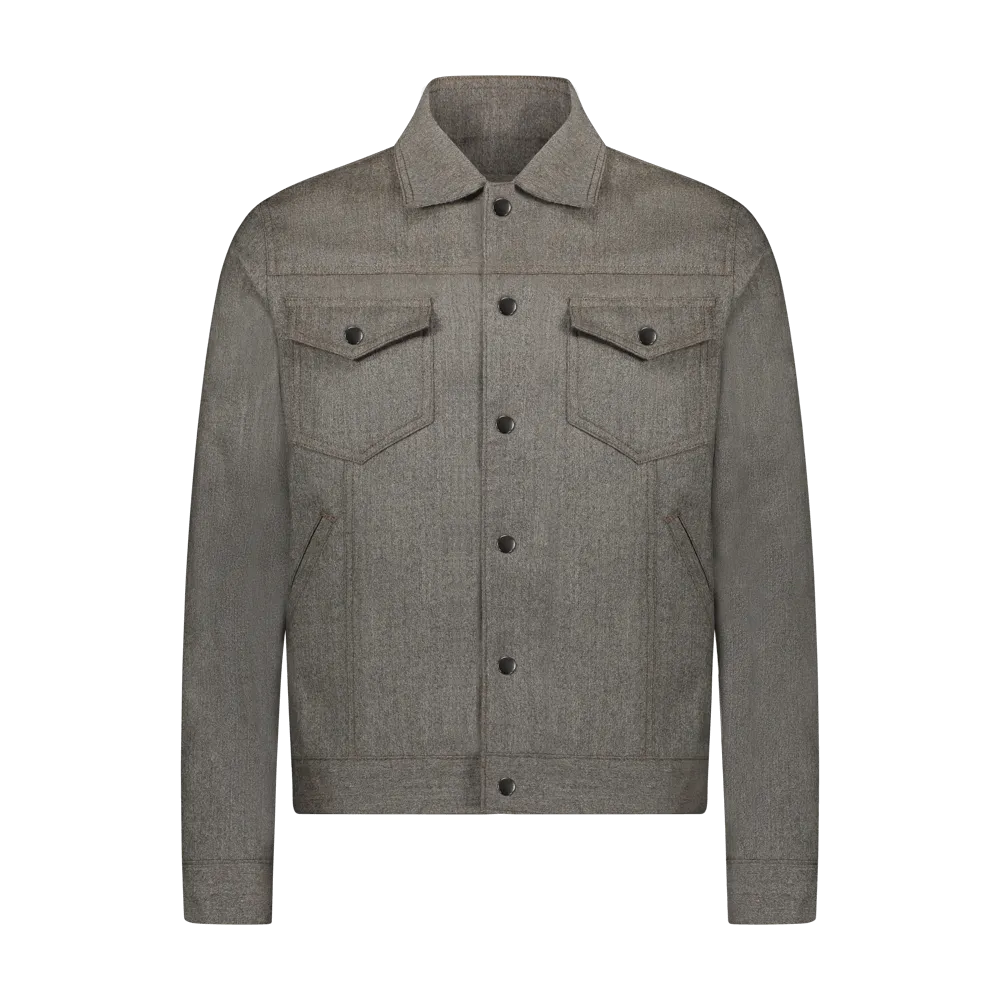 Custom Wool Denim Jacket - Taupe